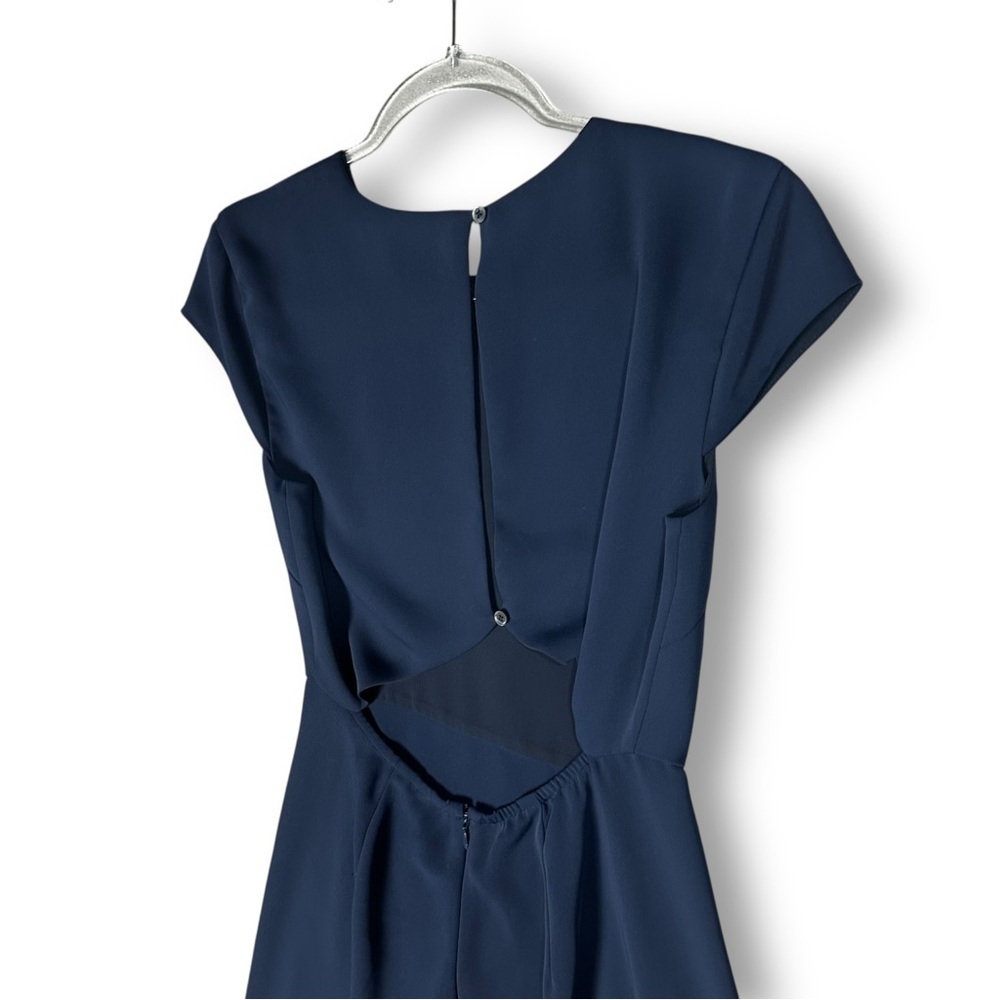 Aritzia Babaton Hamptons Mini Dress Sz 4 Navy Blue Cutout Back Minimalist - Picture 10 of 13